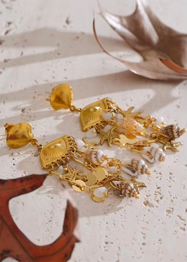 Conch Shell Gold Earring