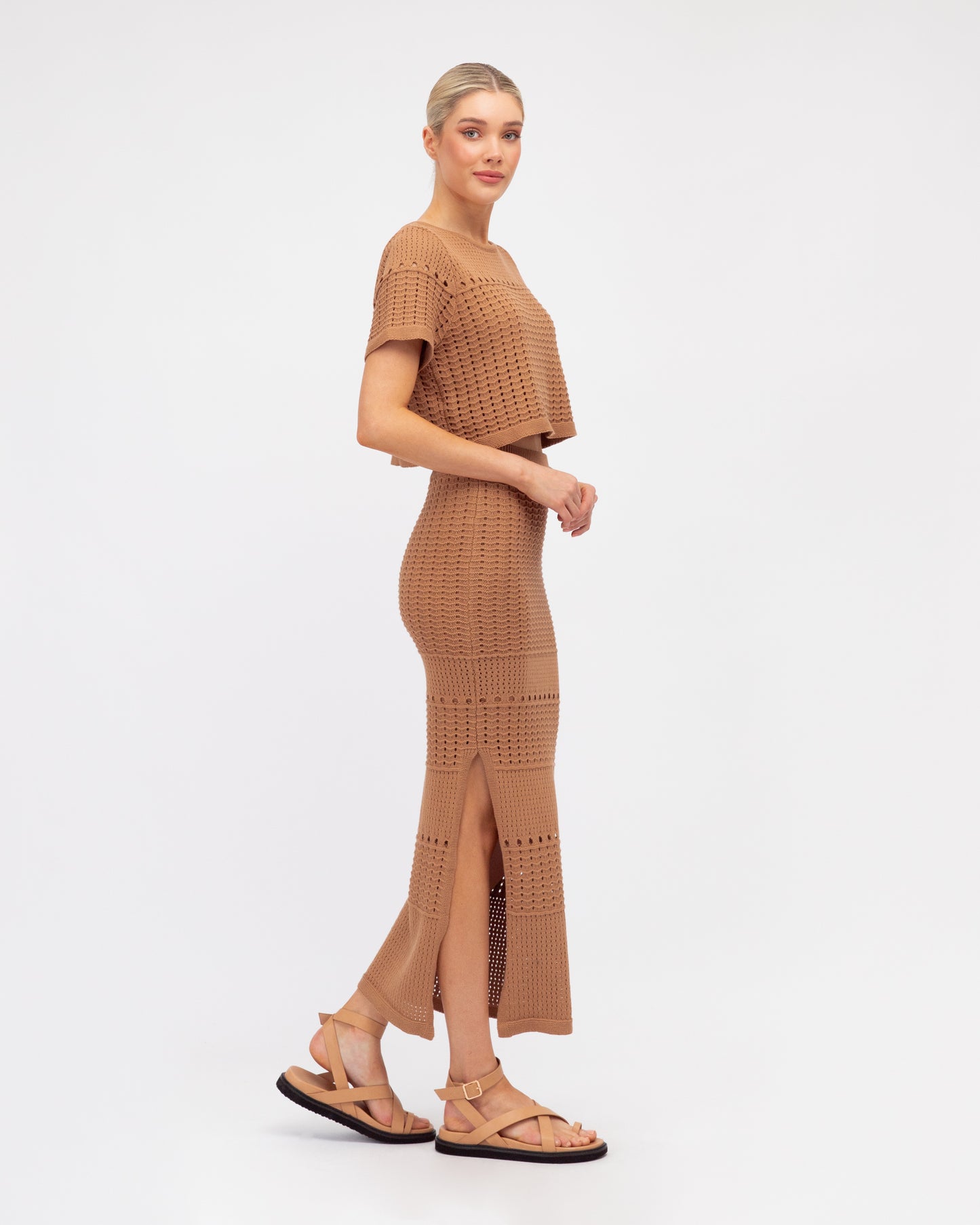 Brown Knit maxi skirt