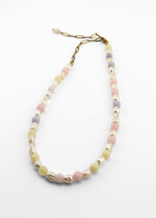 Verona Pastel Necklace | Morganite & Freshwater Pearl