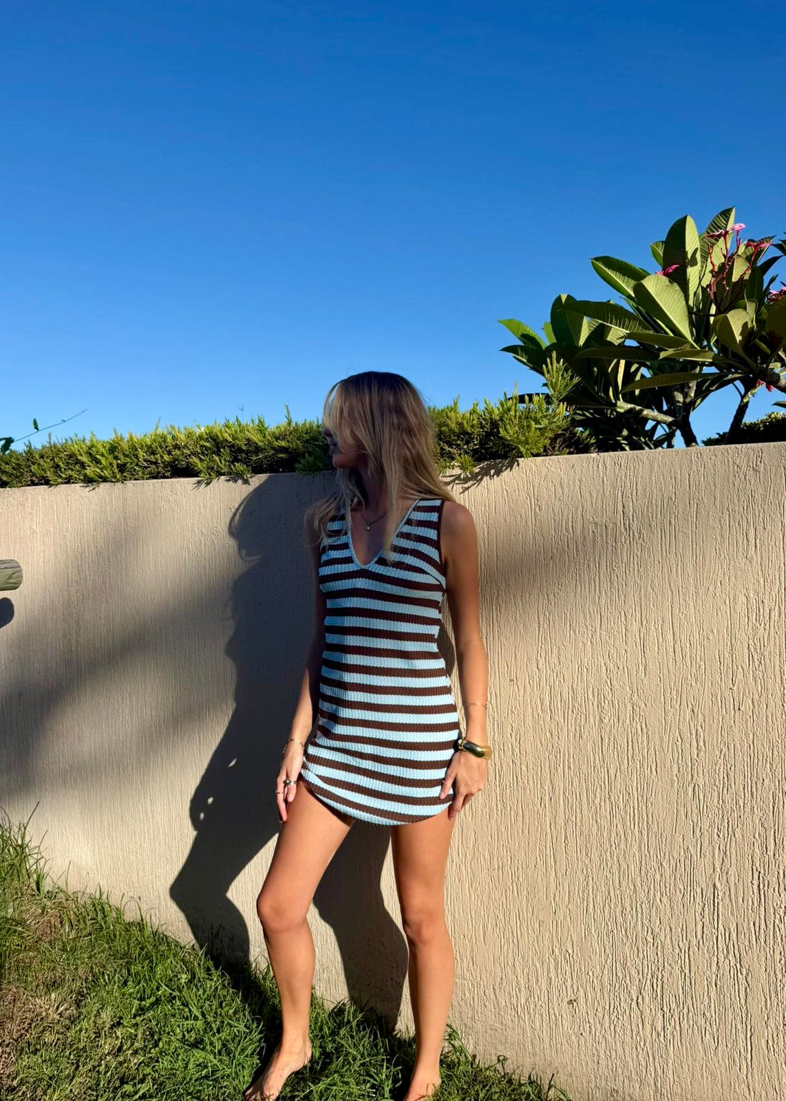 V Neck Dress | Blue Choc