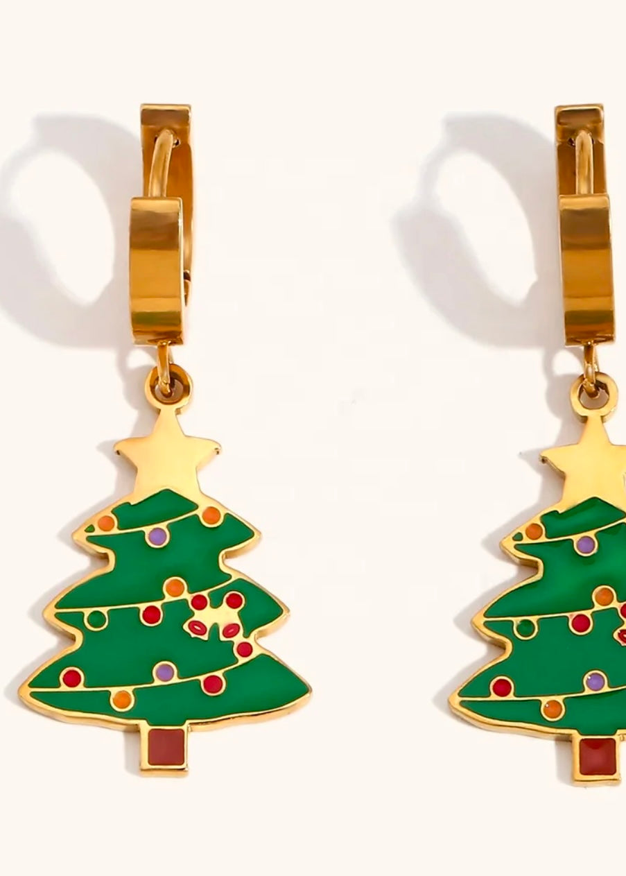 Christmas Tree Gold Earring