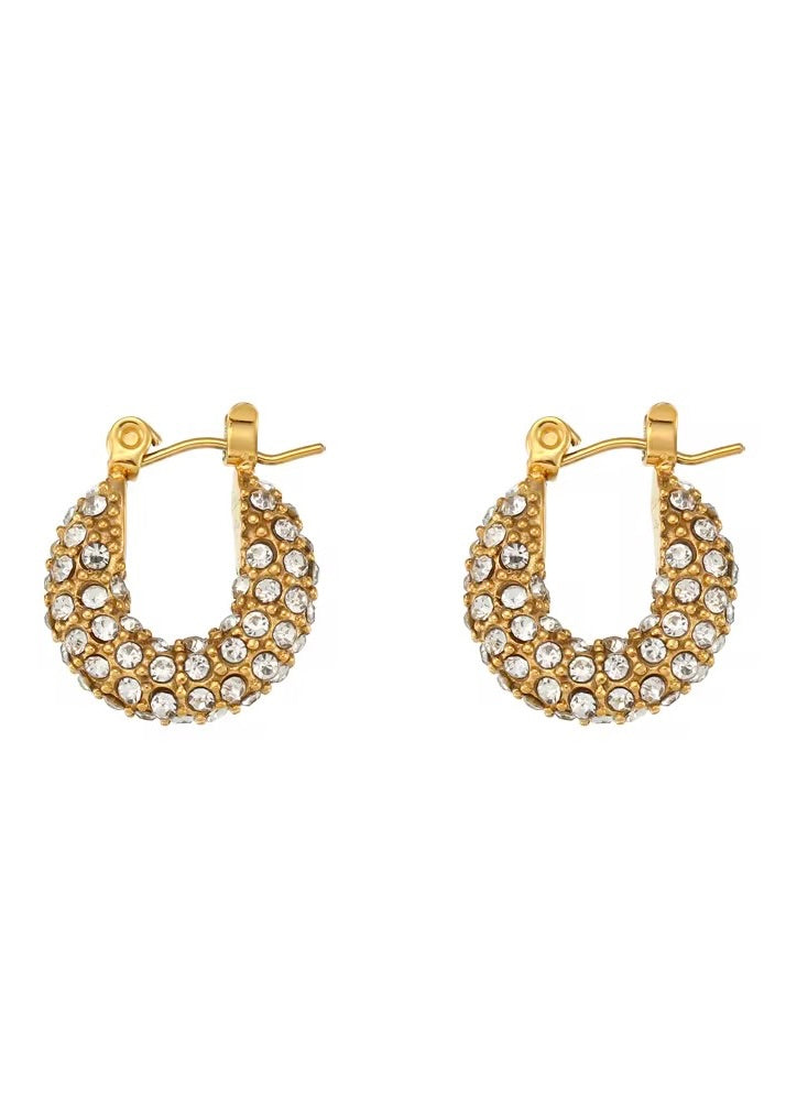 Small Hoop Gold Earring White