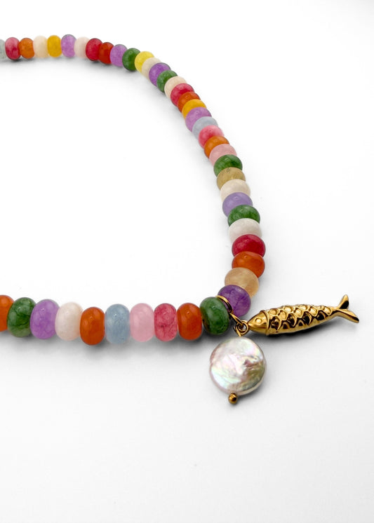 Portofino Necklace | Freshwater Pearl & Natural Stone