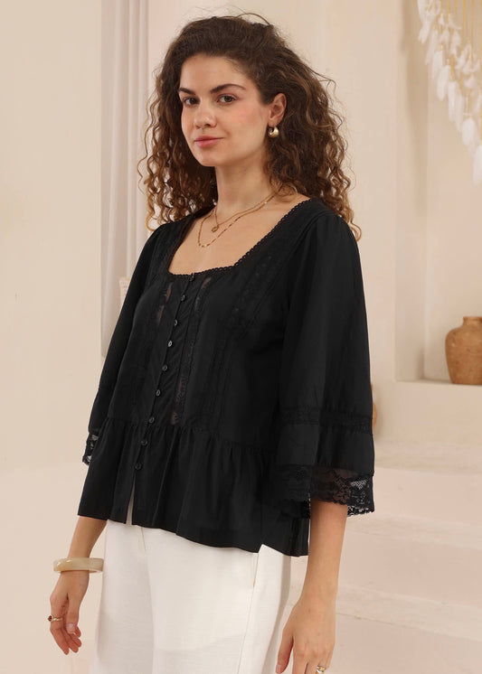 Constance Lace Top | Black