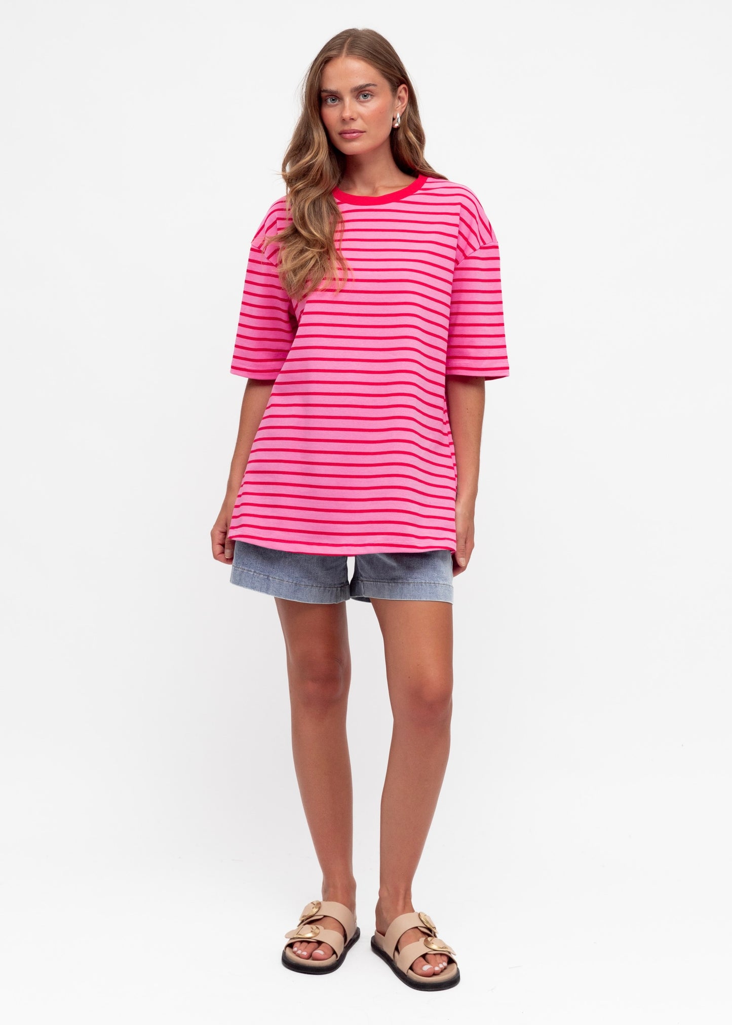 Mimi Stripe Tee | Pink Red