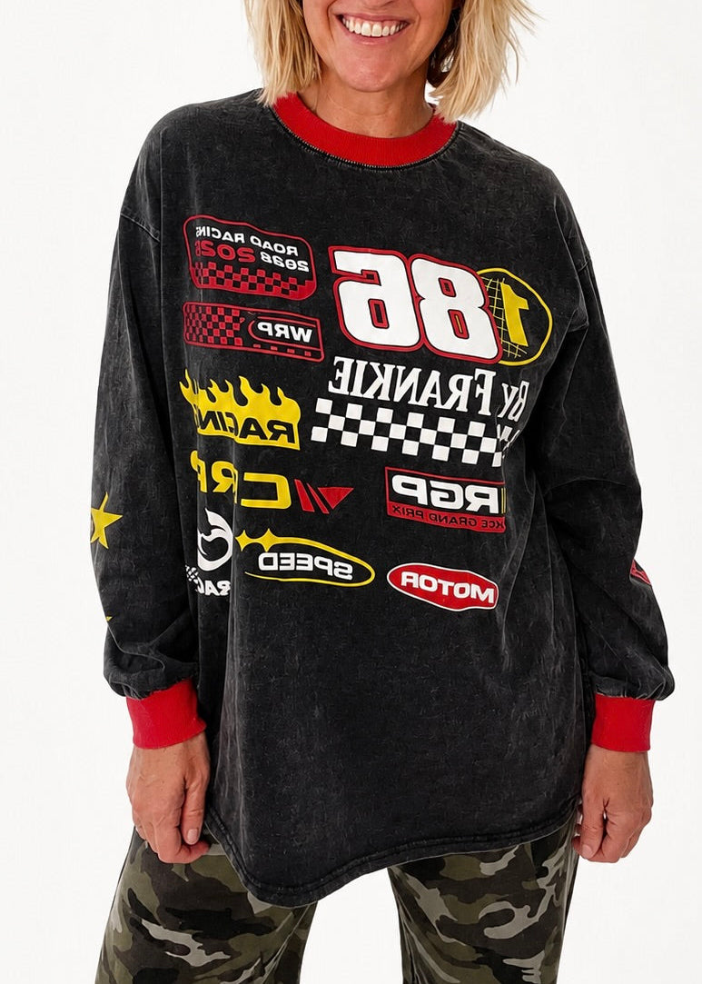 Moto Tee Long Sleeve| Black