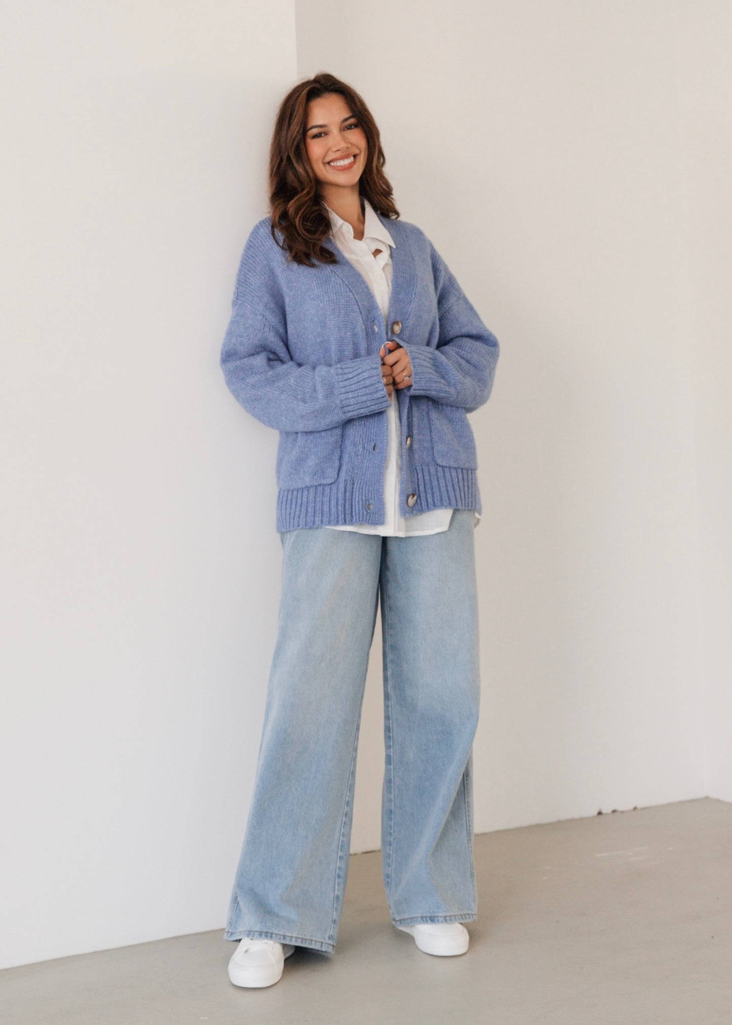 Long Sleeve Cardigan | Light Blue