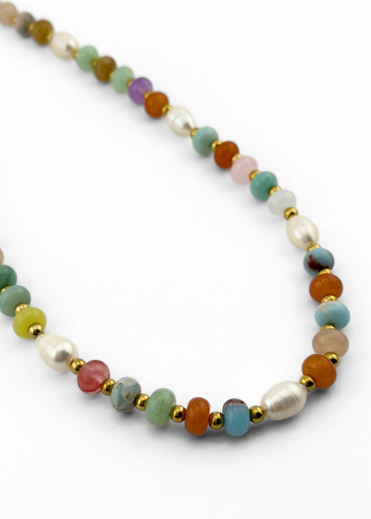 Sorrento Necklace | Freshwater Pearl & Natural Stone