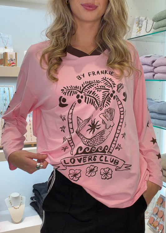 Lovers Club Long Sleeve Tee | Pink Choc