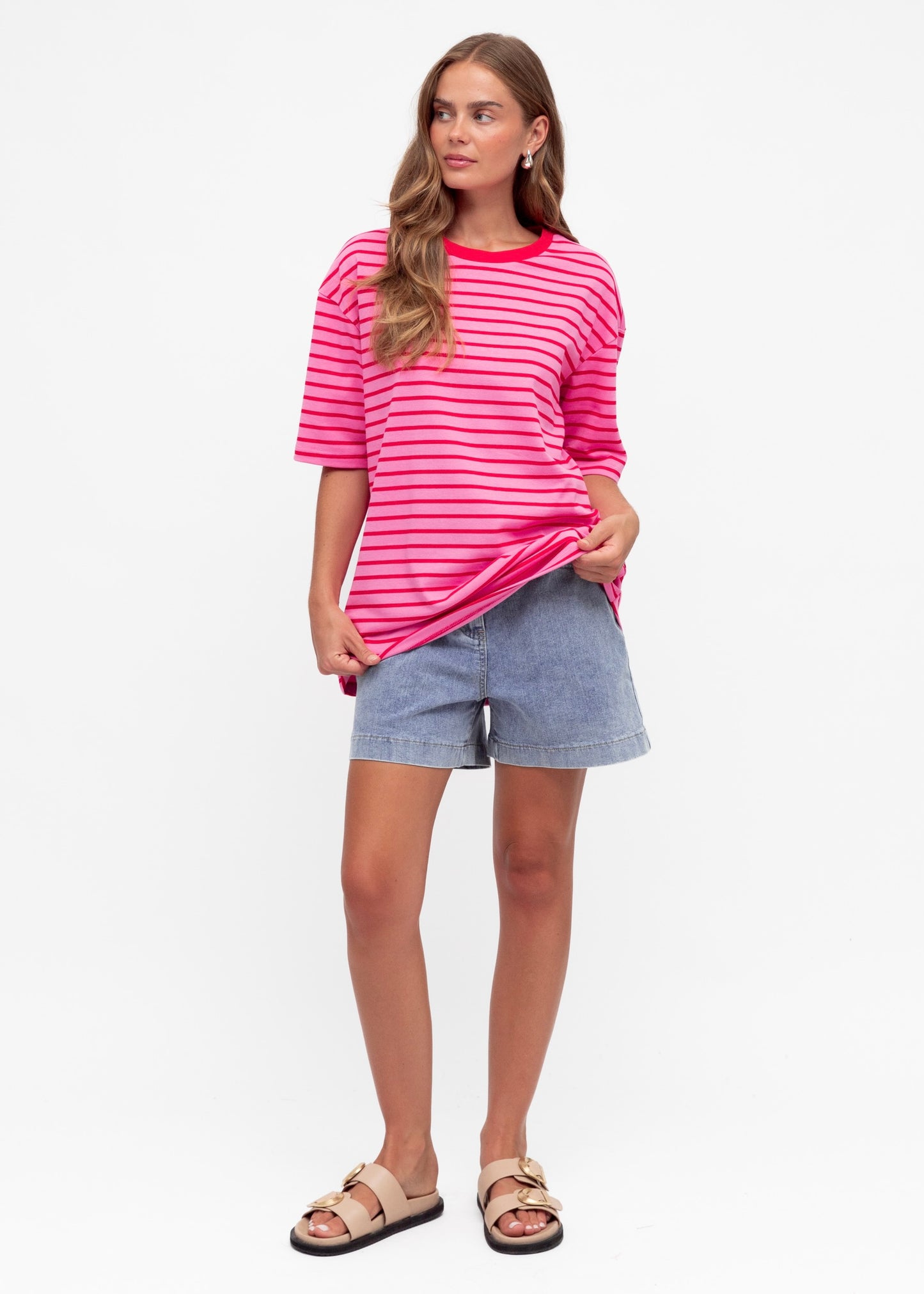 Mimi Stripe Tee | Pink Red