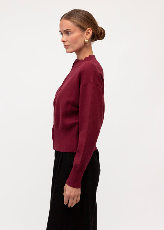 Zip Up Kit Jacket | Wine