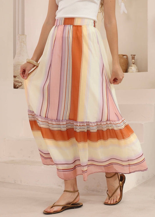 Retro Love Maxi Skirt | Multi Orange Stripe