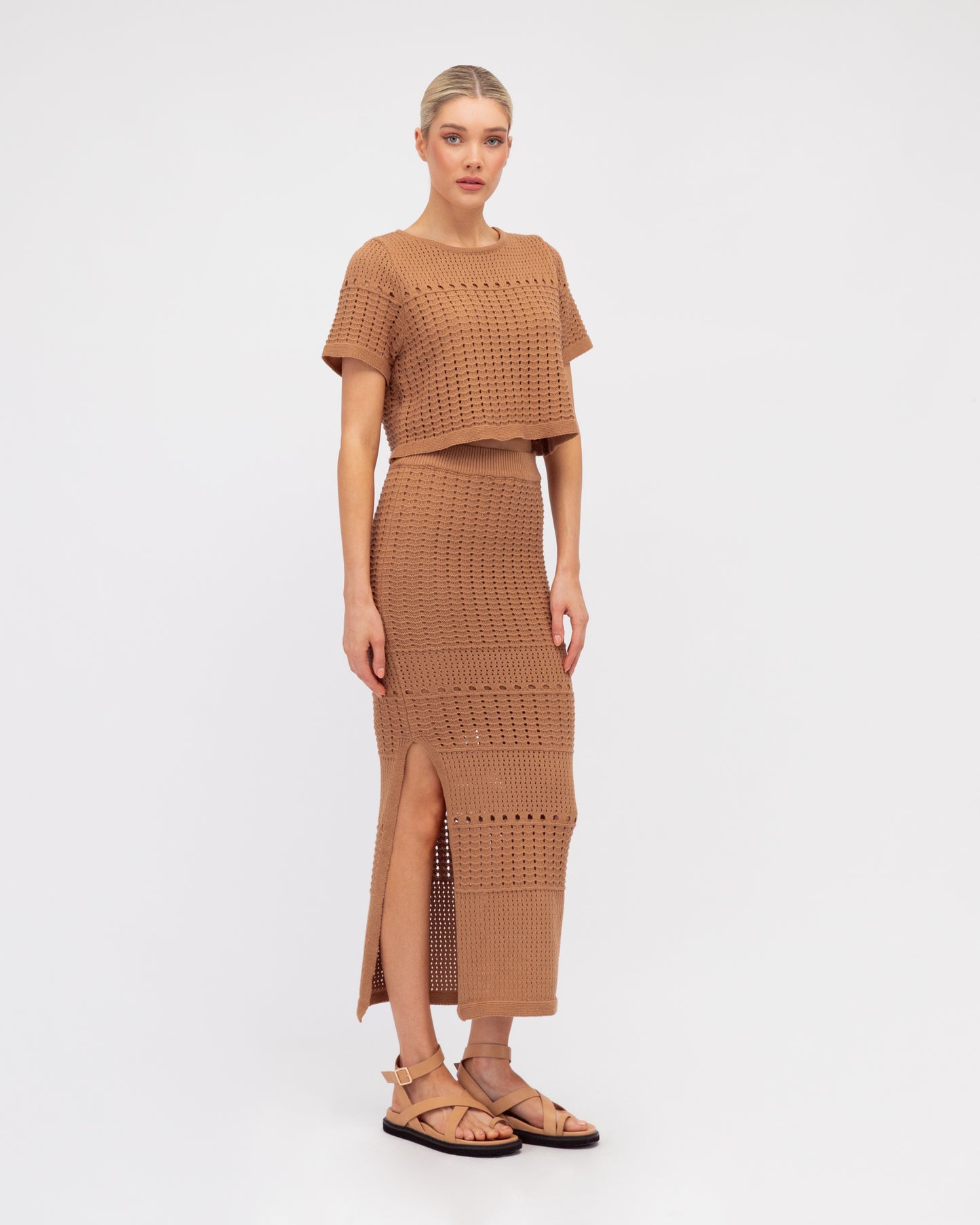 Brown Knit maxi skirt