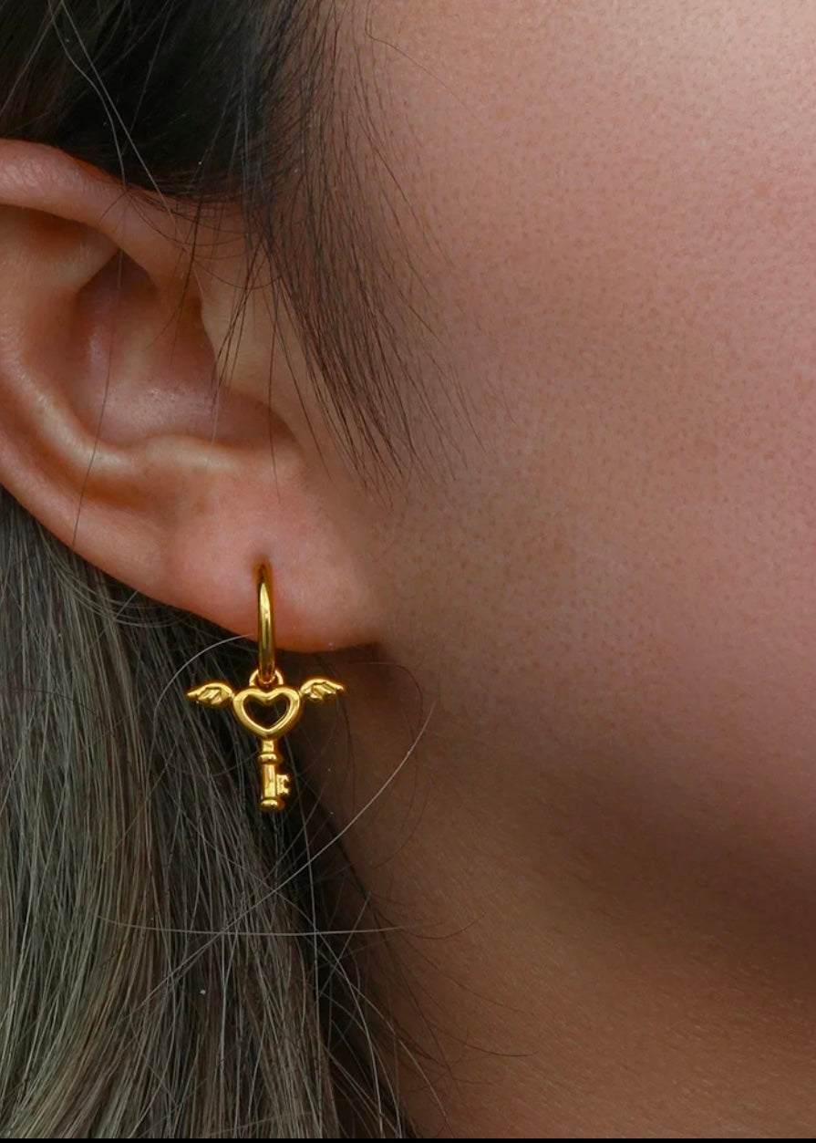 Lock & Key Gold Earring