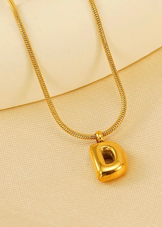 Gold Bubble Monogram Necklace A-Z