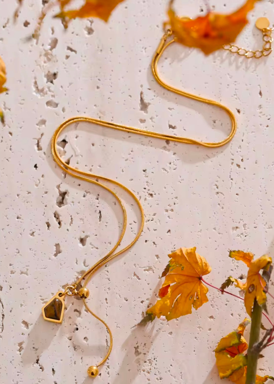 Ra Tiger Stone Necklace Gold