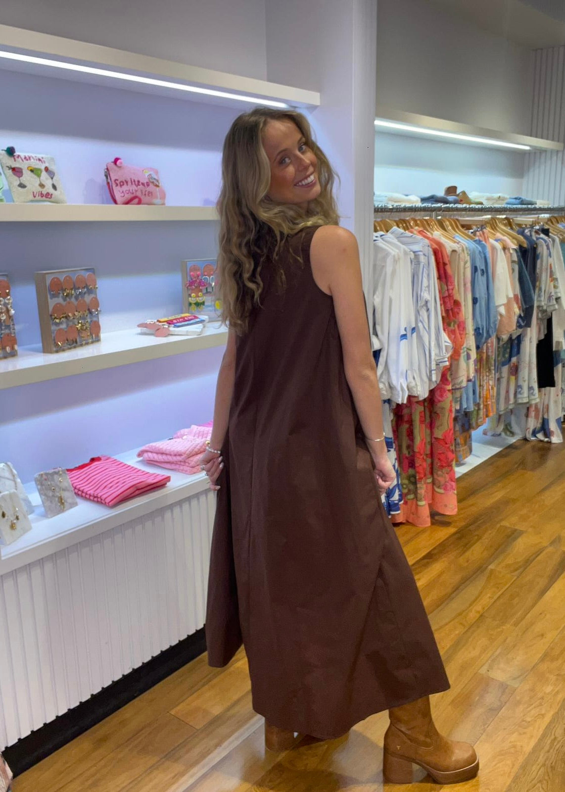 Gathered Maxi Dress| Chocolate