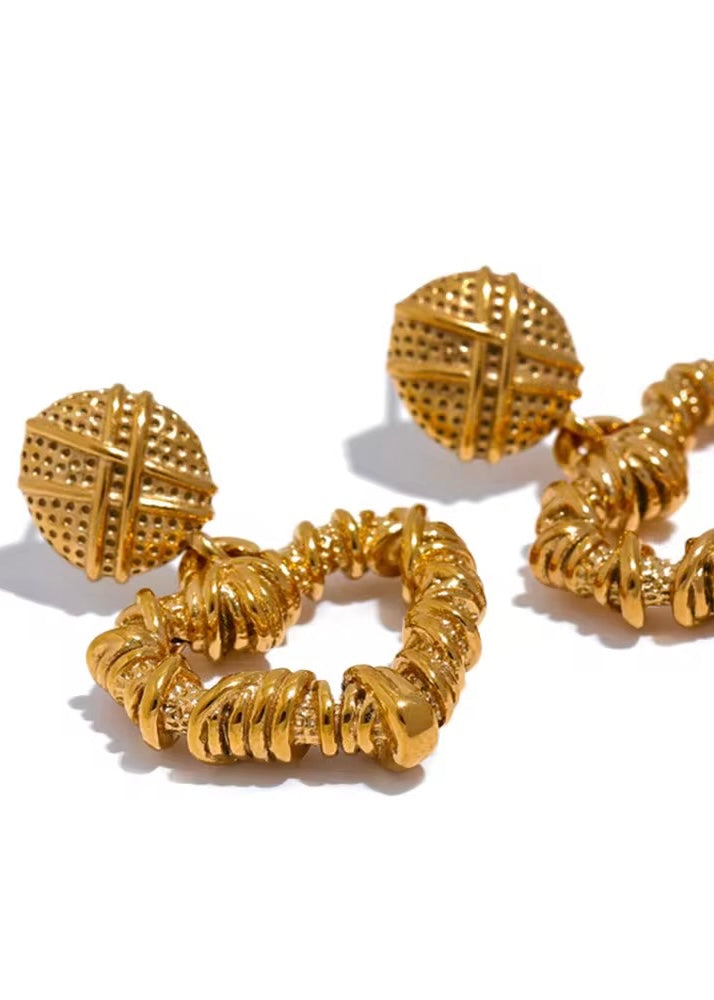 Heavy Heart Gold Earring