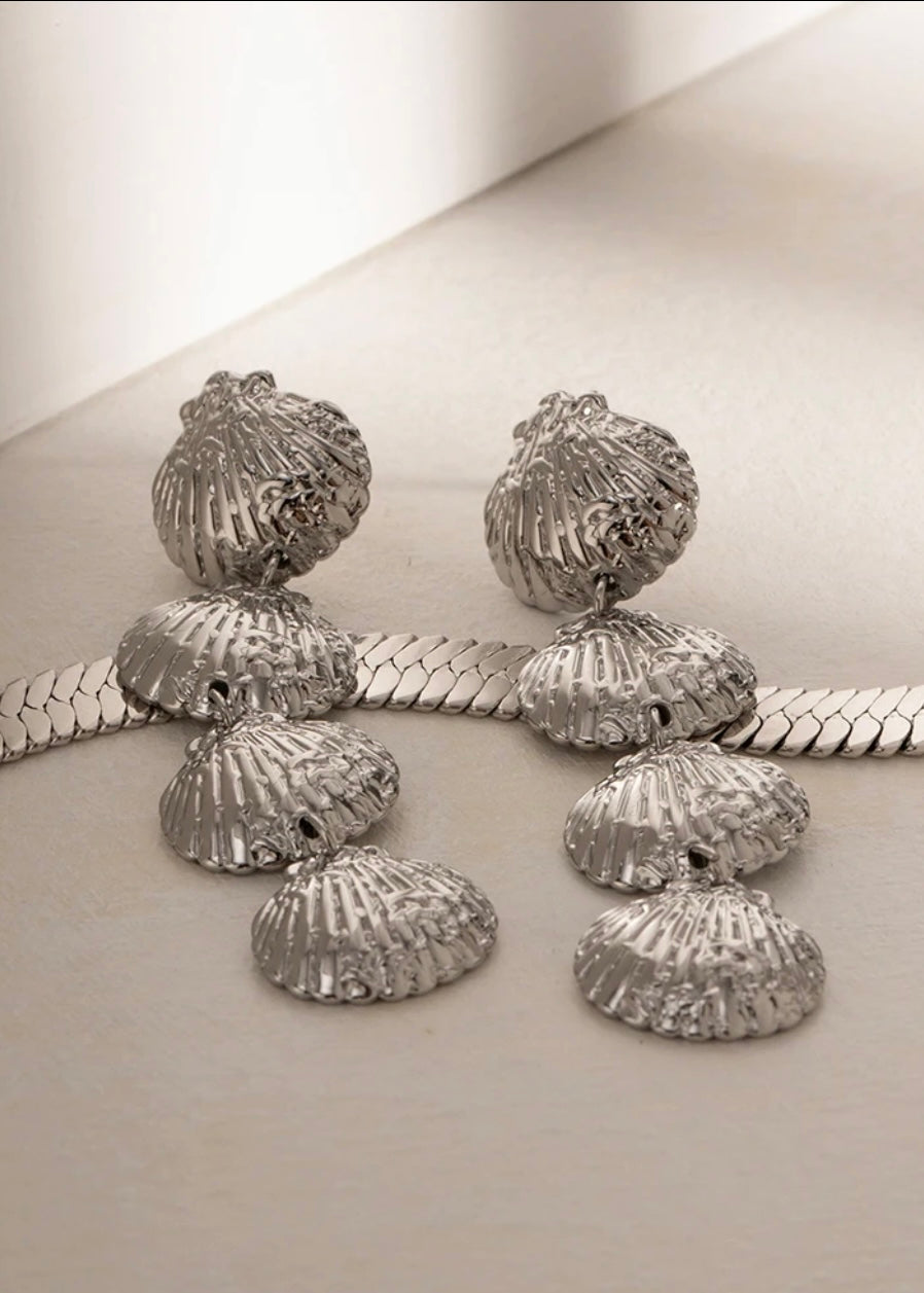 Scallop Drop Earring non Tarnish Silver plated