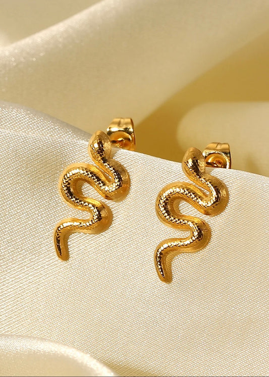 Snake Stud Earring 18k Gold Plated