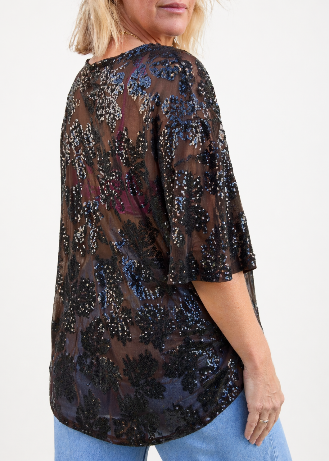 Flower Sequin Top | Chocolate