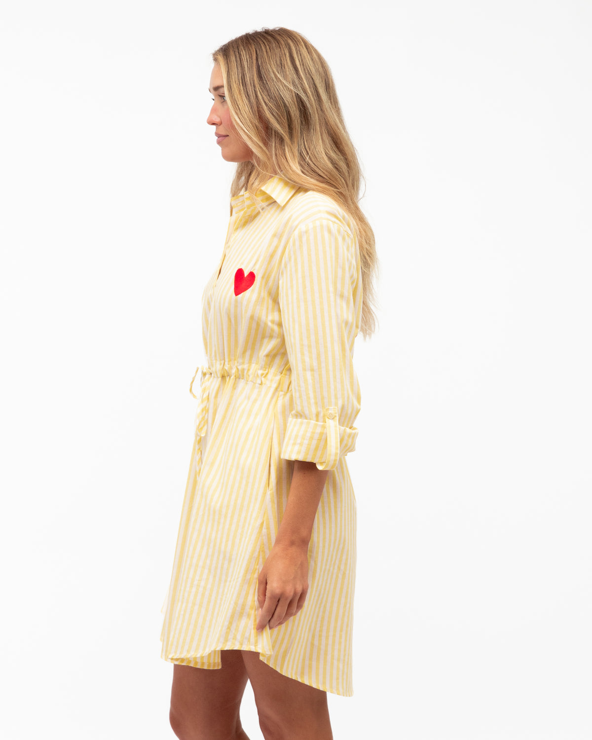 Clarice Sunshine Shirt Dress | Yellow & White Stripe