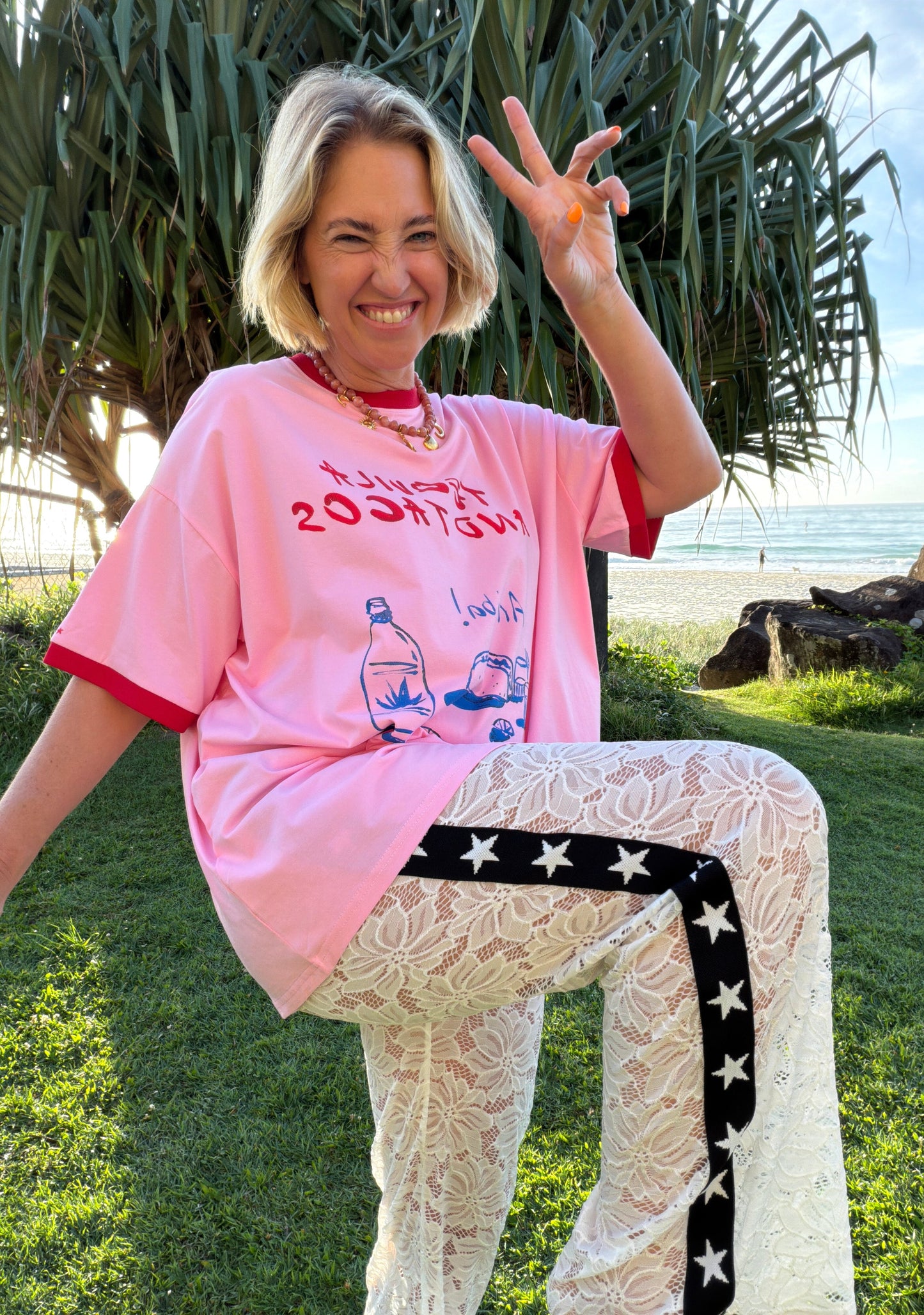 Lace Star Pants | White