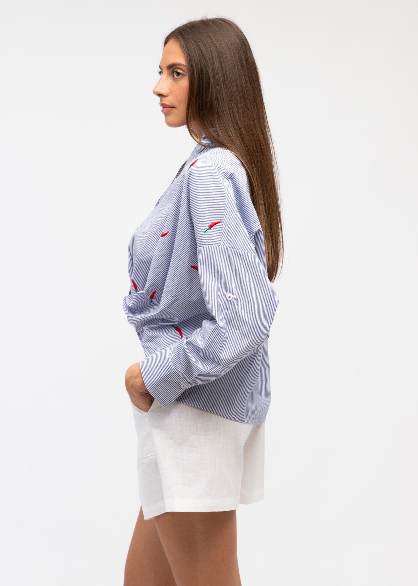 Alessia shirt | Navy Stripe