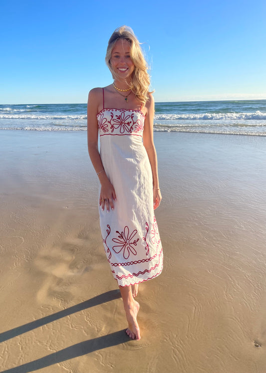 Sunsets Dress | Cream Red