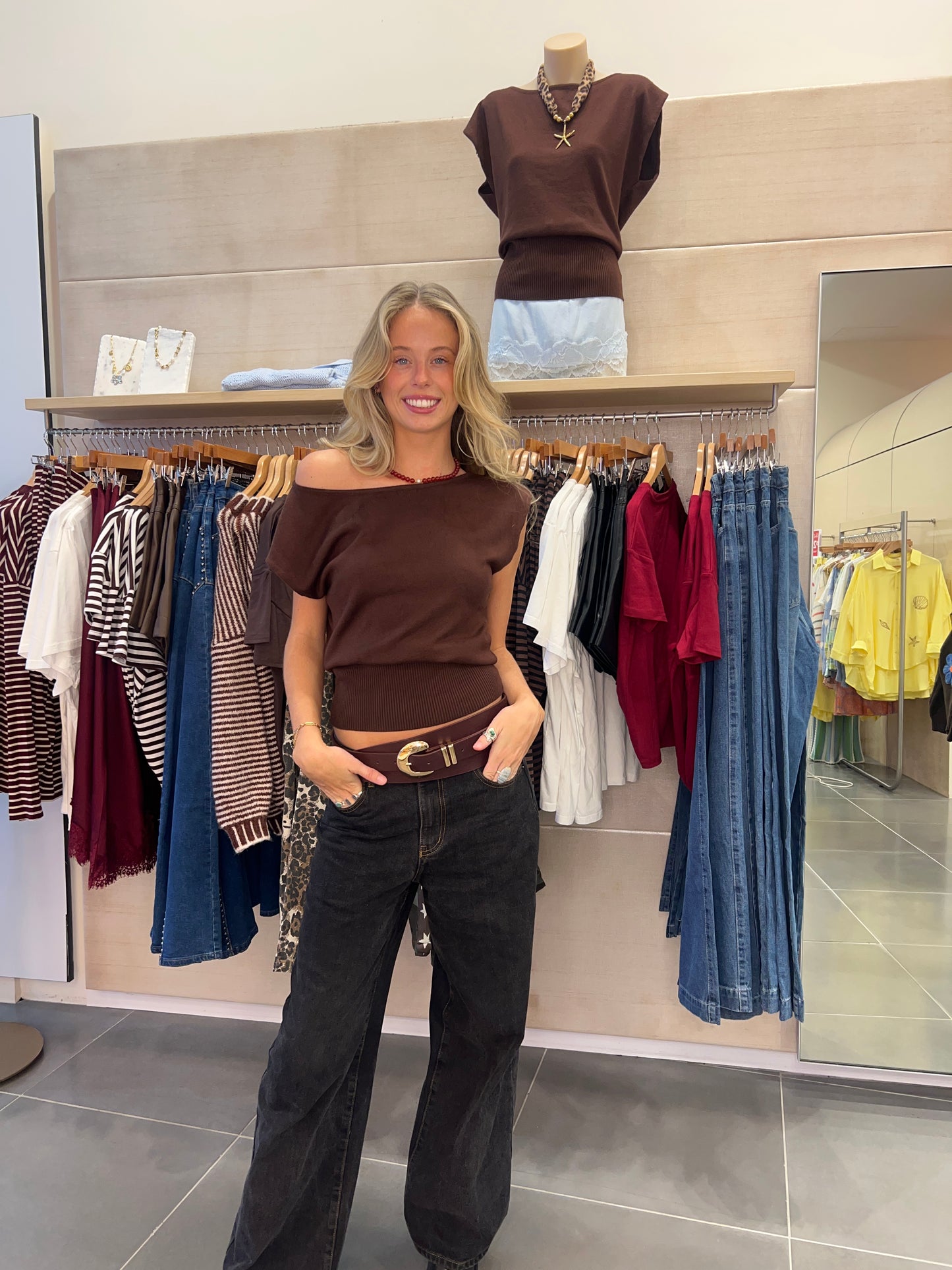 Ness Asymmetrical Top | Brown