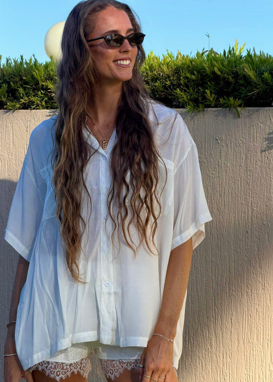 Oversized Cupro Shirt | White