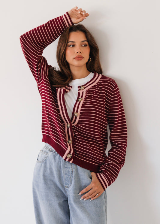 Striped Knit Jumper | Pink