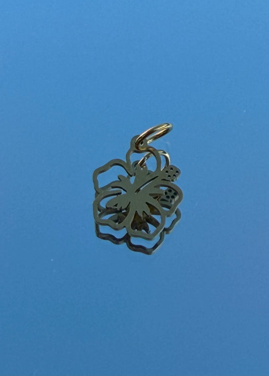 Hibiscus Etch Charm | Gold