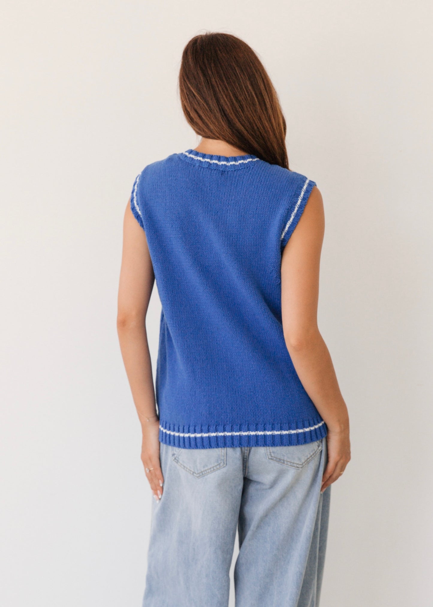 Lemons Embroidered Top | Blue