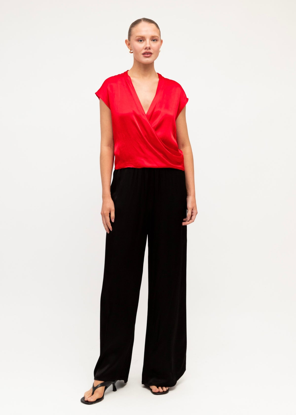 Satin Crossover Top - Red