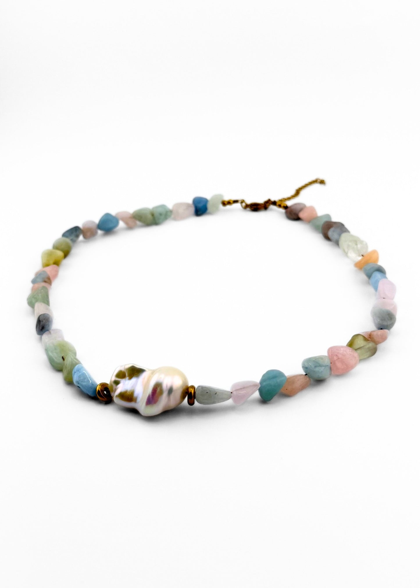 Valencia Pastel Necklace | Morganite & Freshwater Pearl 40cm