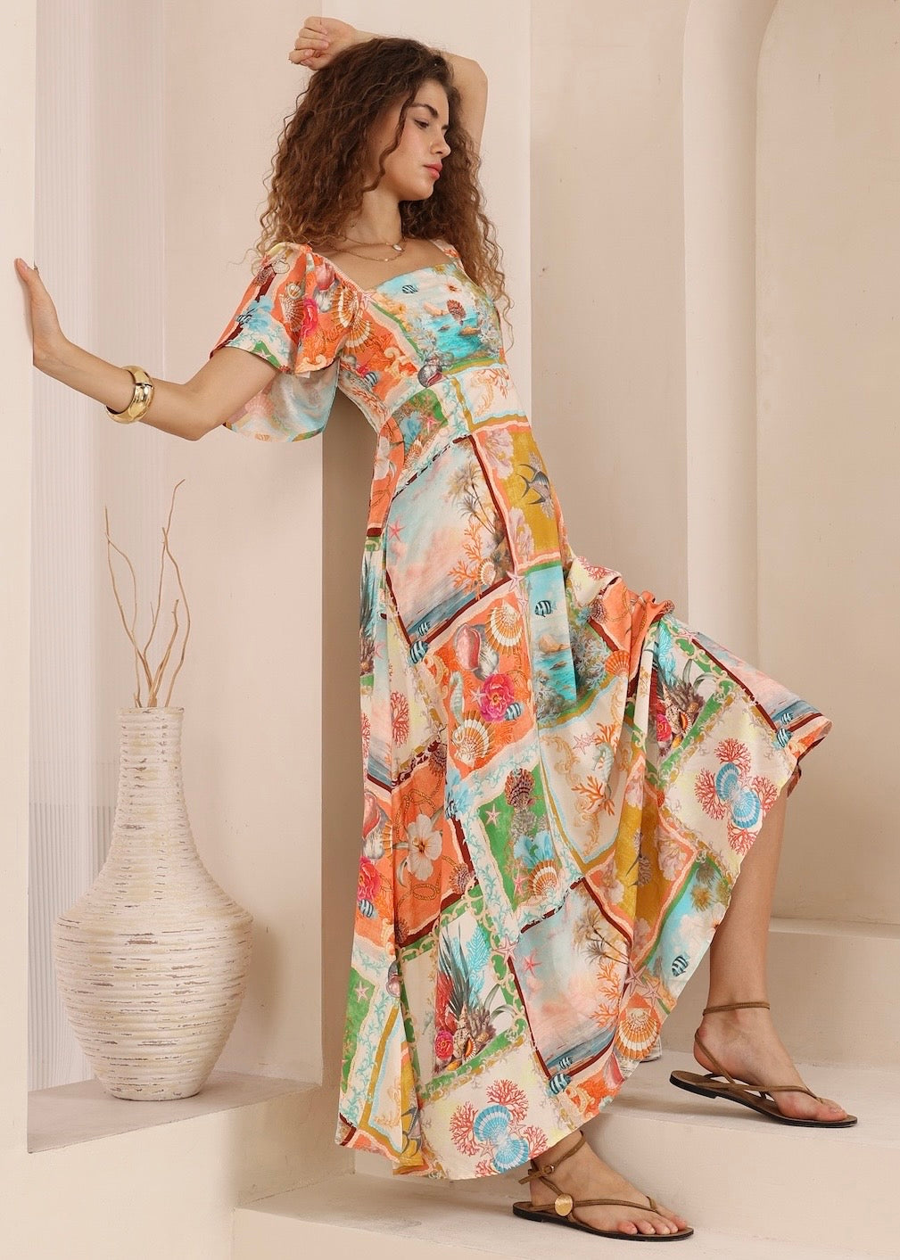 Seaside Maxi Dress Sleeve | Multi