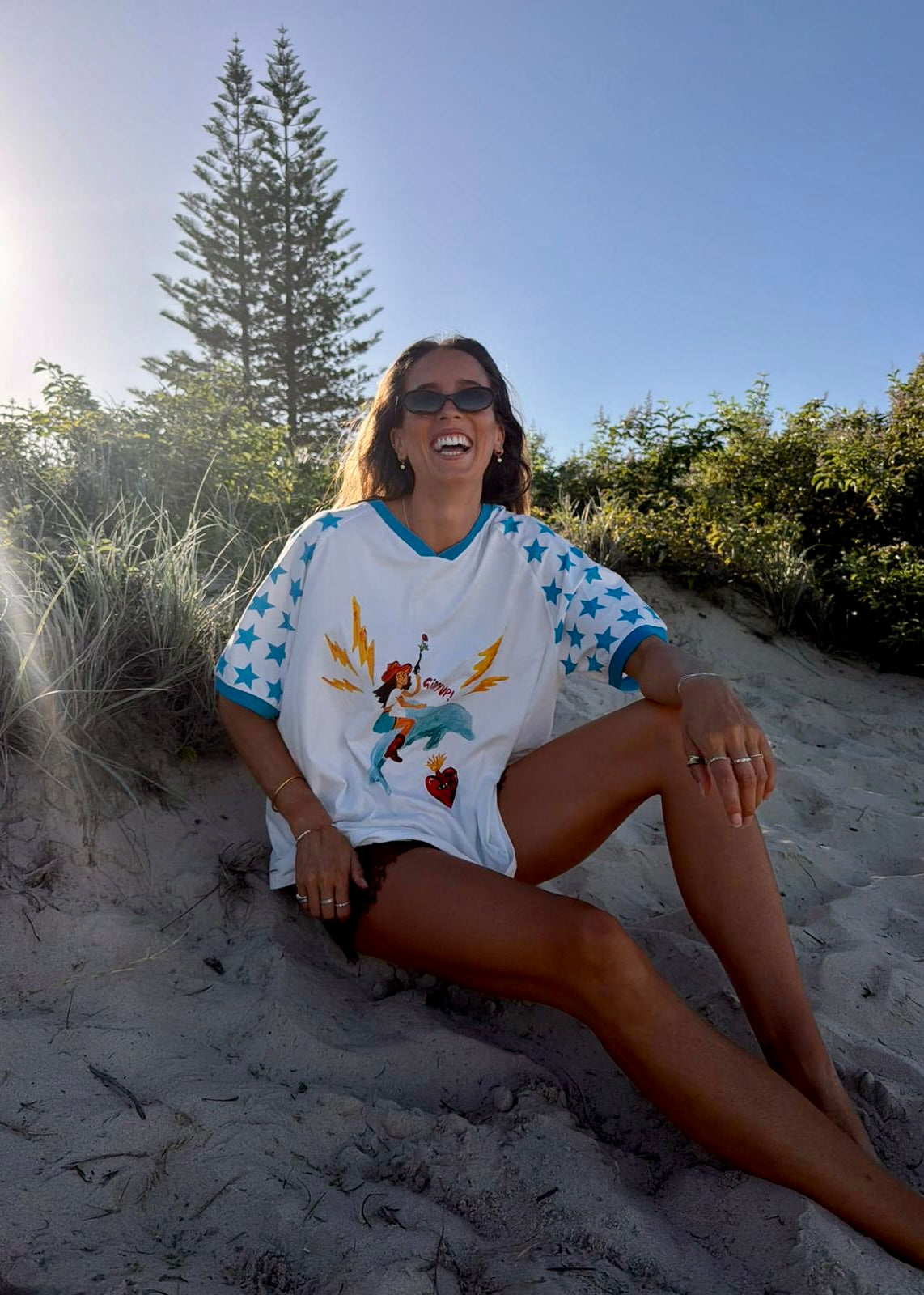 Giddy Up Tee | White Blue