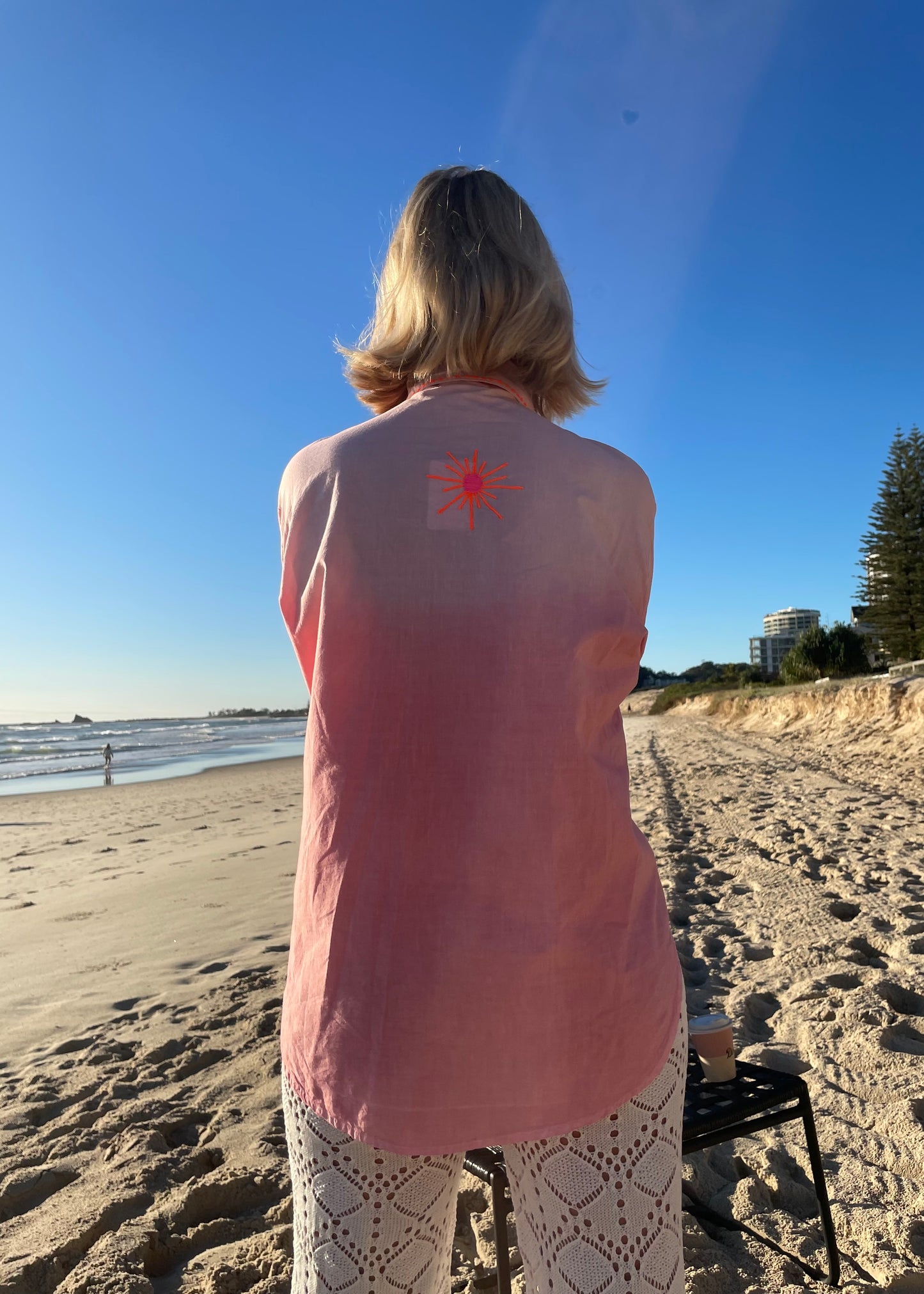 Palms Embroidered Shirt | Pink