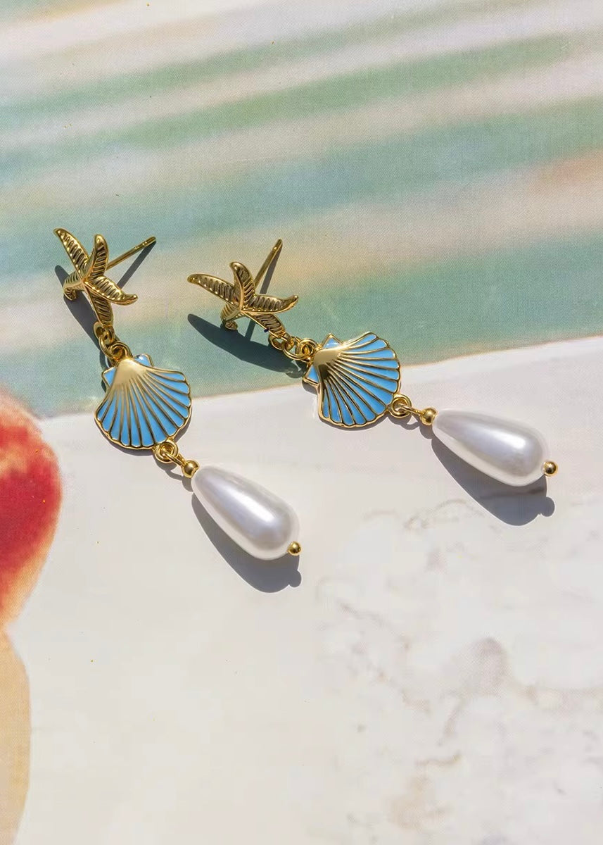 Pearl Sea Star Earring | Gold