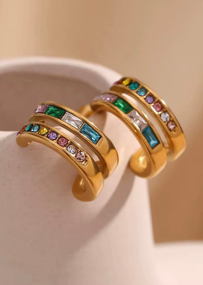 Double Cuff Gold Earring Multi