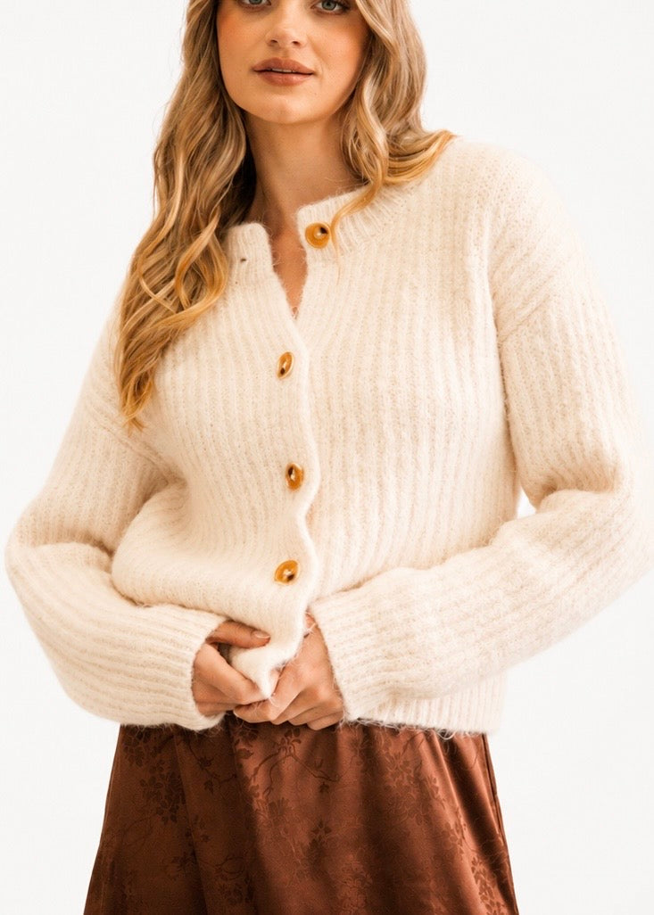 Ruby Noir Cardigan | Pearl Mist