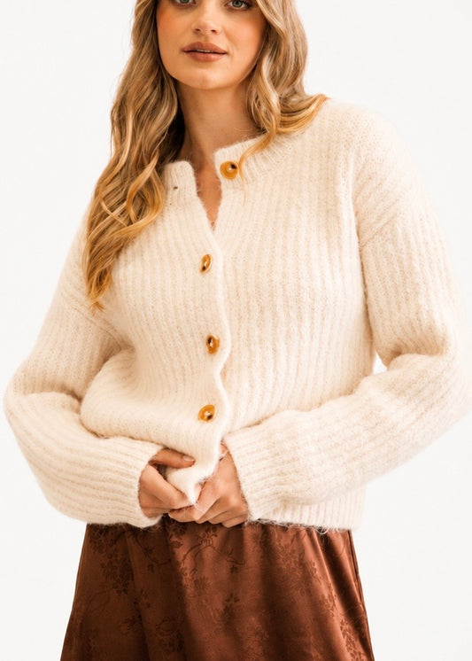 Ruby Noir Cardigan | Pearl Mist