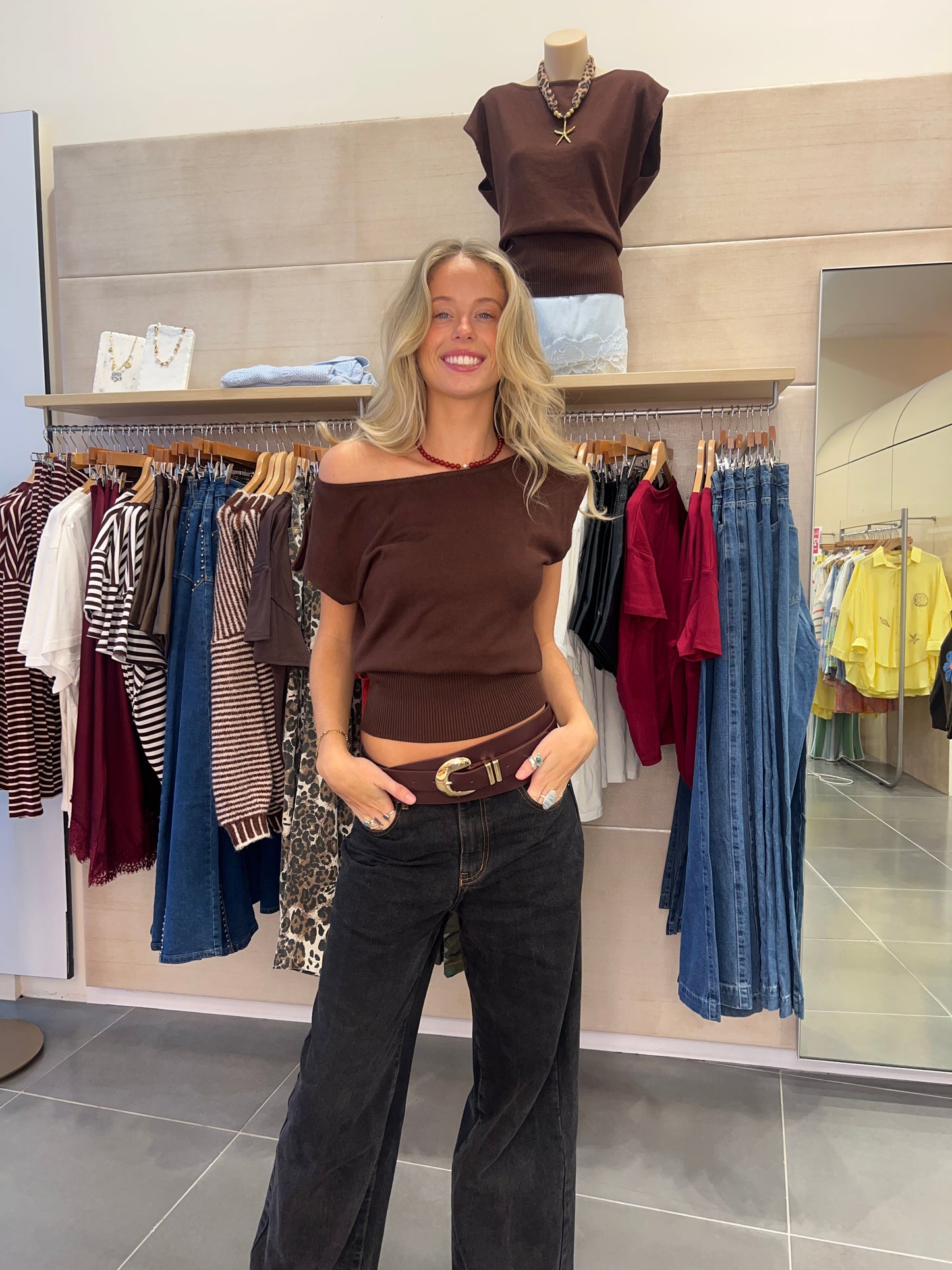 Ness Asymmetrical Top | Brown