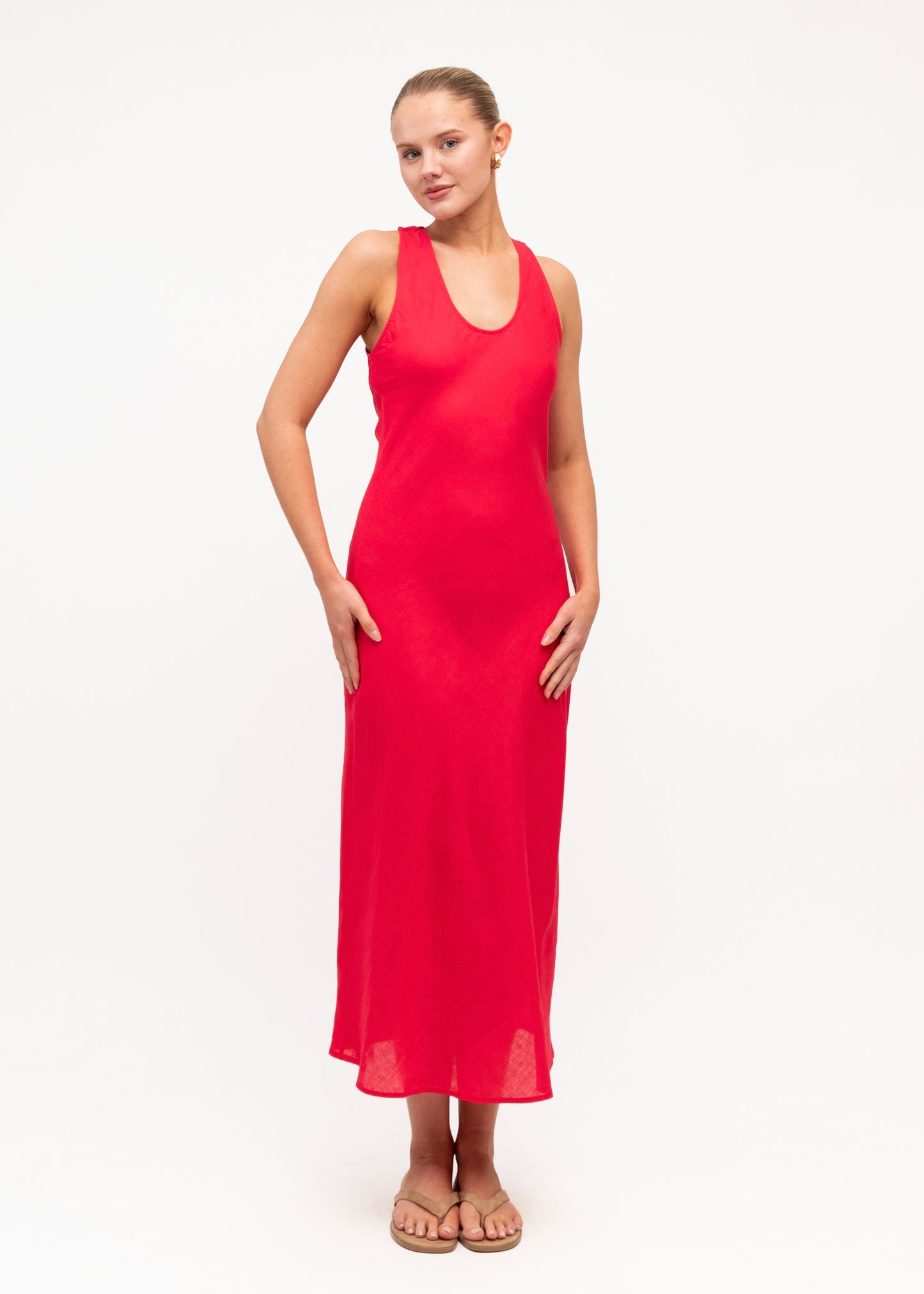 Scoop Midi Dress - Red