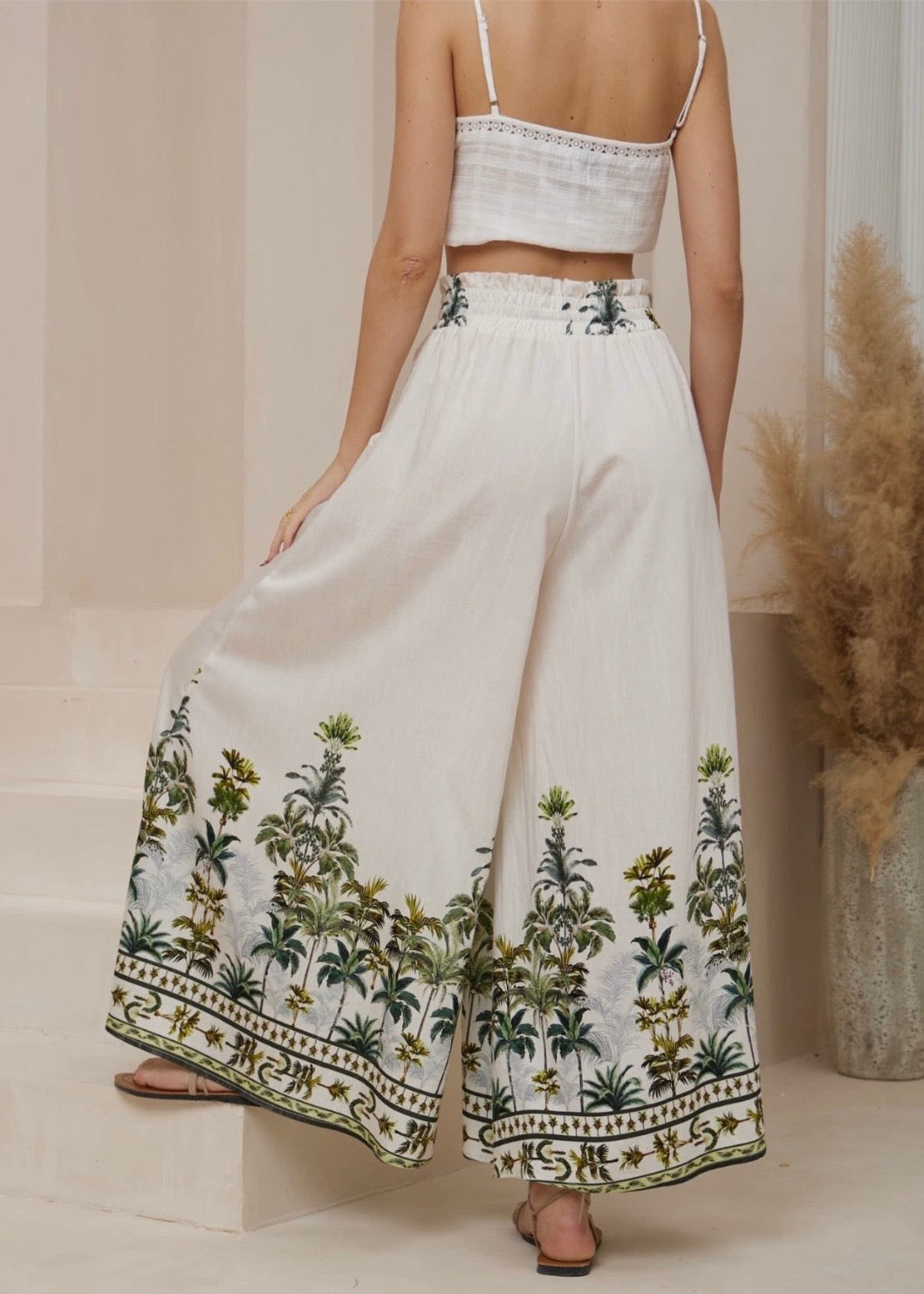 Palm Tree Pants | White