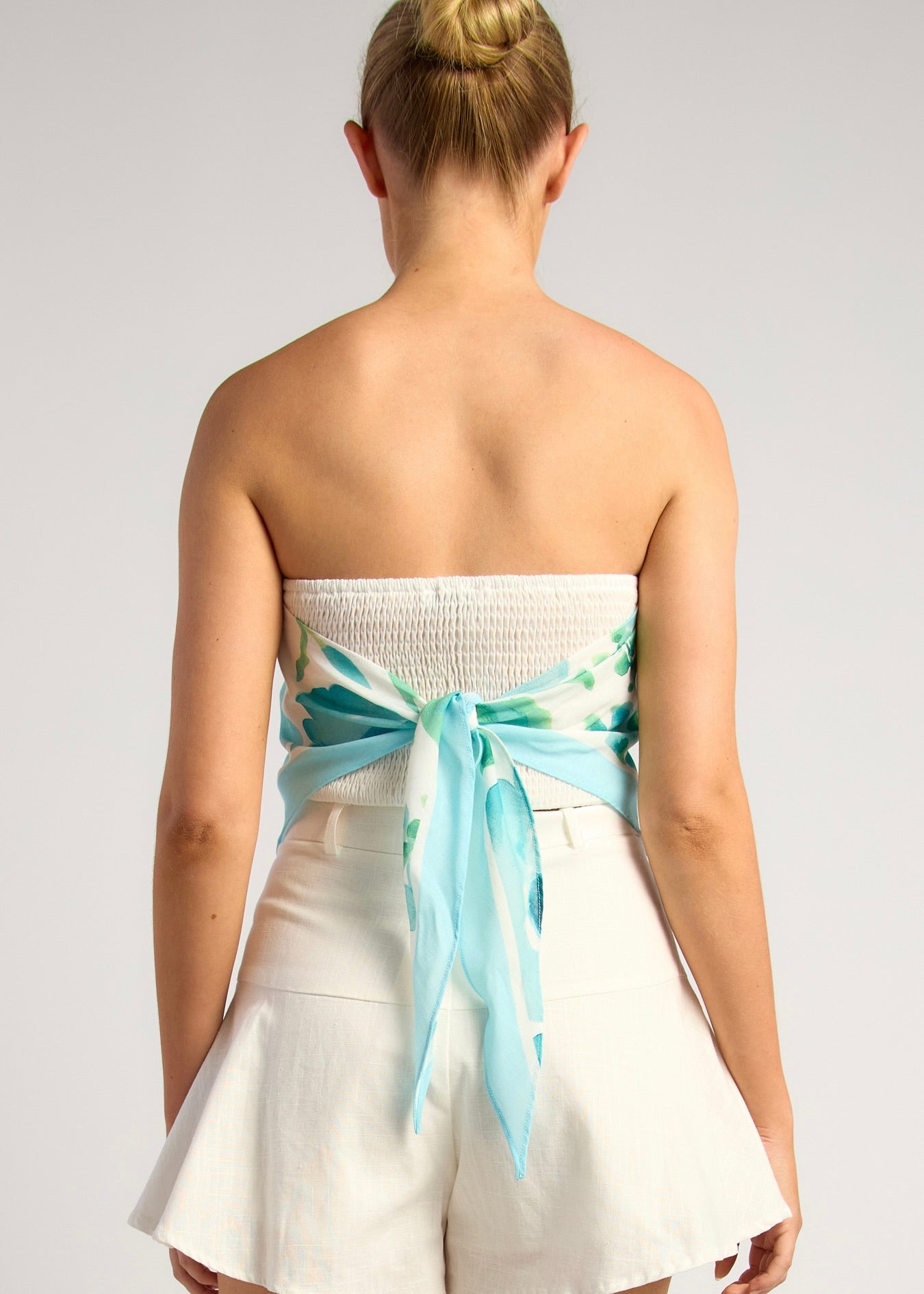 Shirred Back Scarf Top | Green