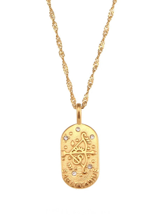 Sagittarius Gold Zircon Tarot Necklace