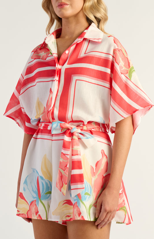 Oversized Floral Playsuit | Watermelon
