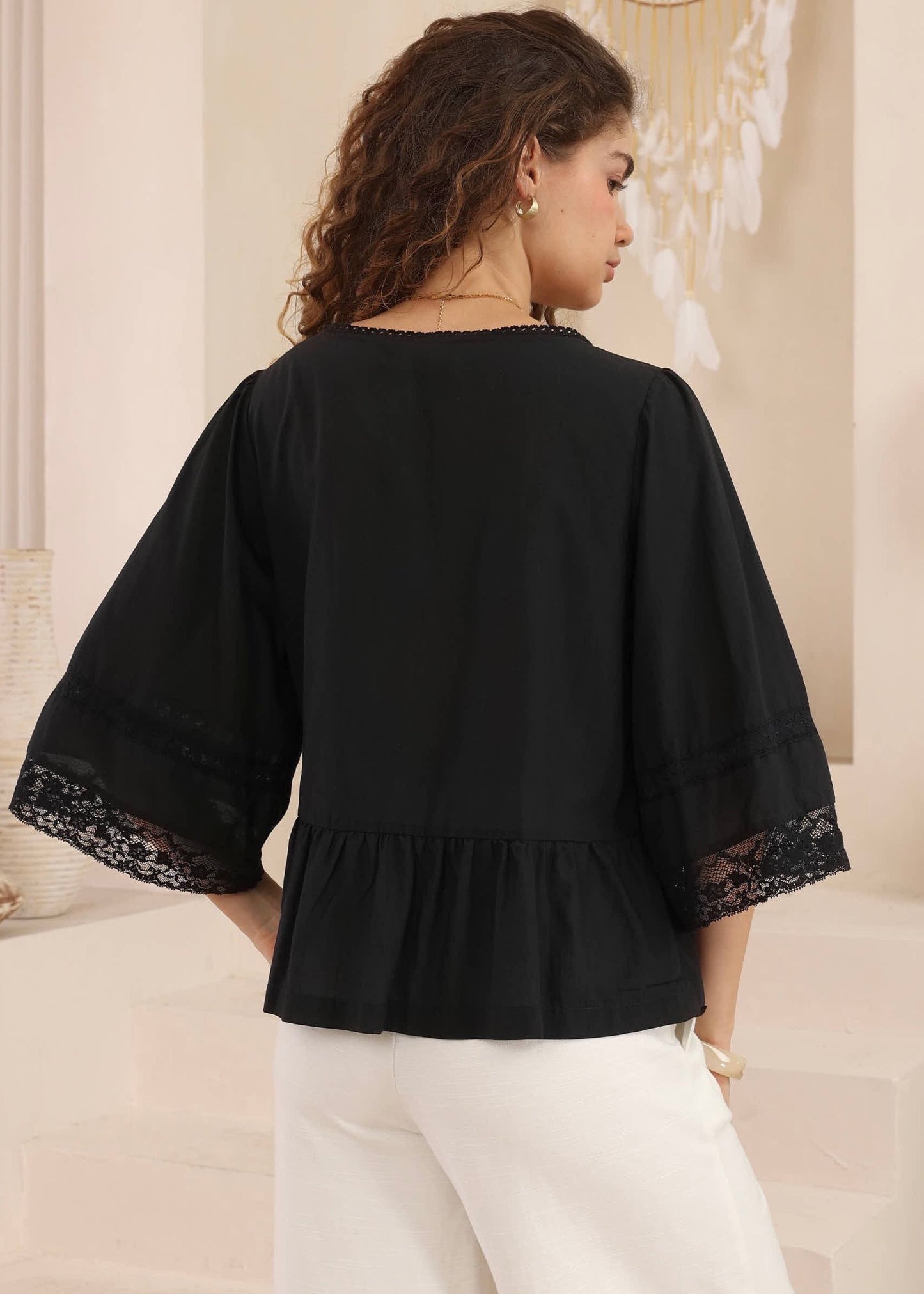 Constance Lace Top | Black